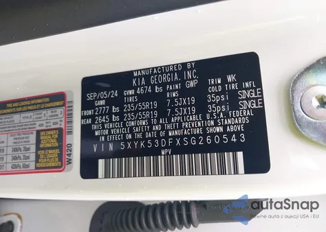 2025 Kia Sportage Sx-Prestige из США, поврежденный, VIN 5XYK53DFXSG260543